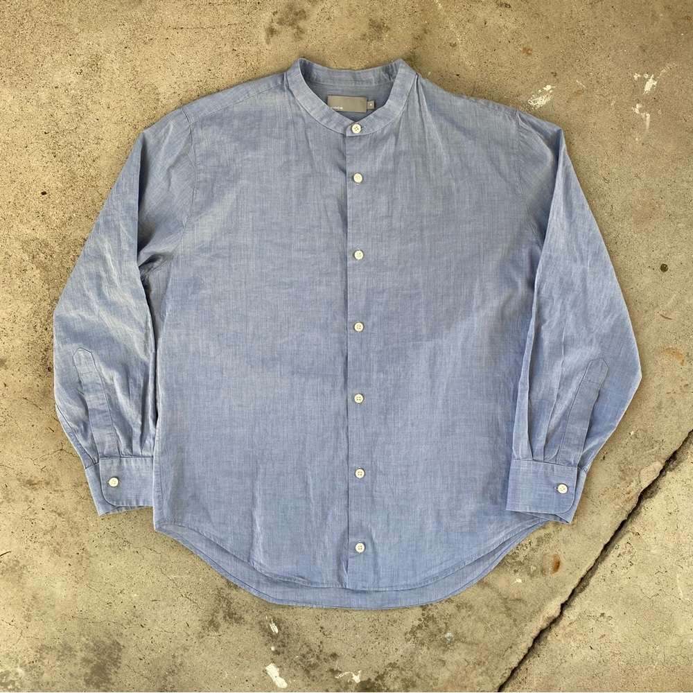 Vince Light Blue Button Down Shirt with Mandarin Collar - Picture 3 of 12